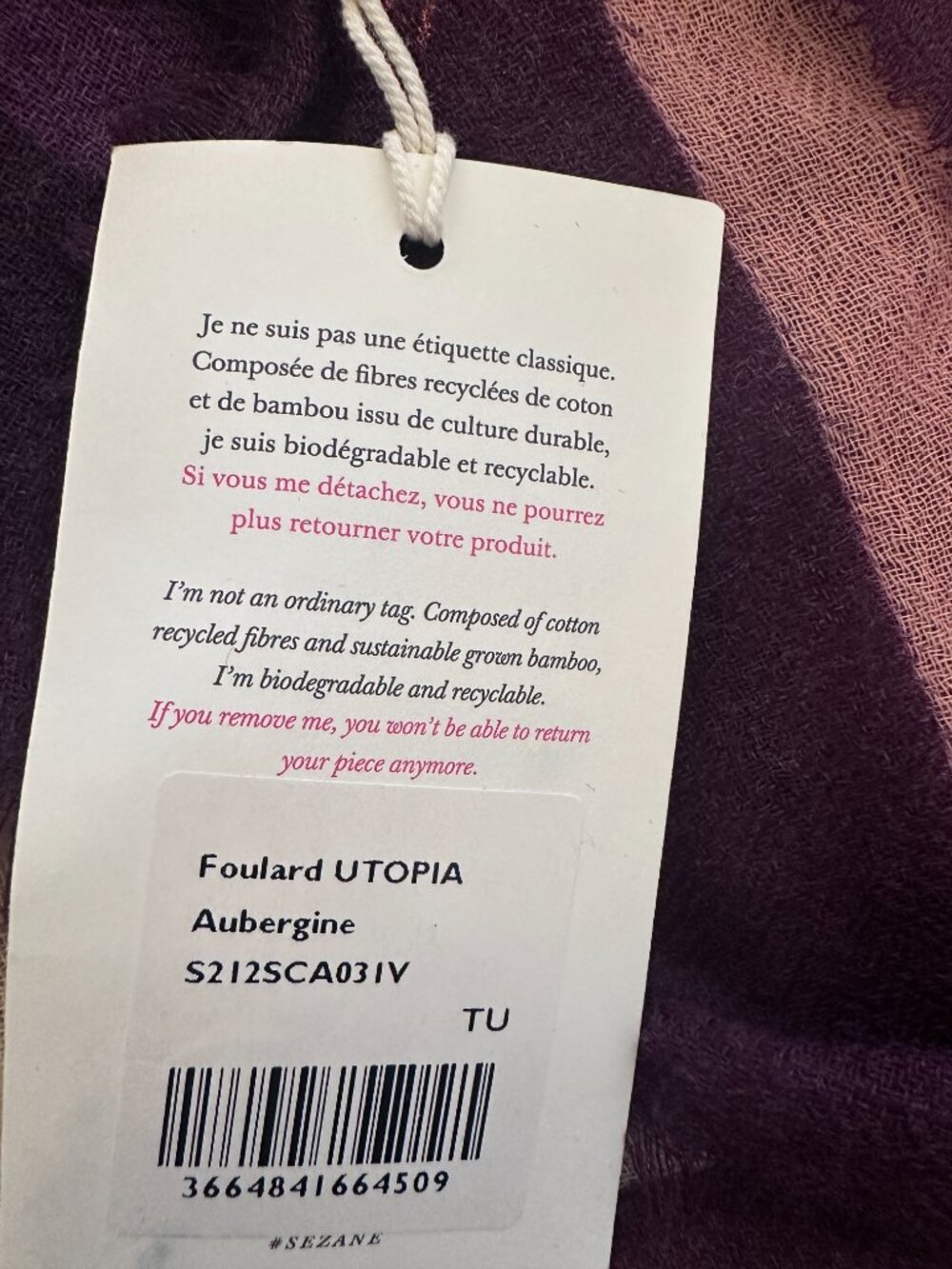 Sézane Utopia Scarf in Aubergine/Purple ~ NWT! - Picture 6 of 9